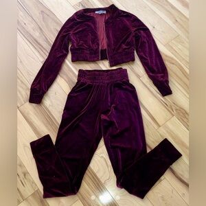Meshki Velour Tracksuit Burgundy
